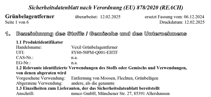 Vorschau Sicherheitsdatenblatt VEXIL® Grünbelagentferner