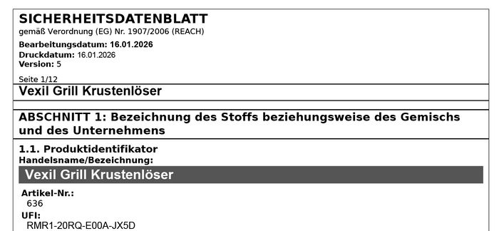 Vorschau Sicherheitsdatenblatt VEXIL® Krustenlöser X