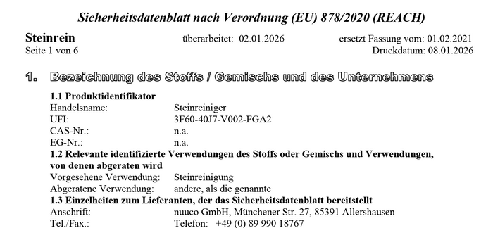 Vorschau Sicherheitsdatenblatt VEXIL® Steinreiniger intensiv