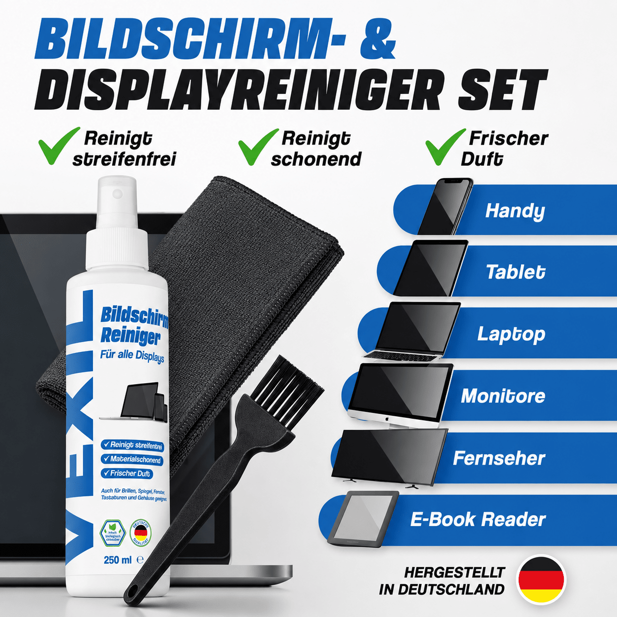 Bildschirmreiniger Spray - für Smartphone, Tablet, Handy, Laptop