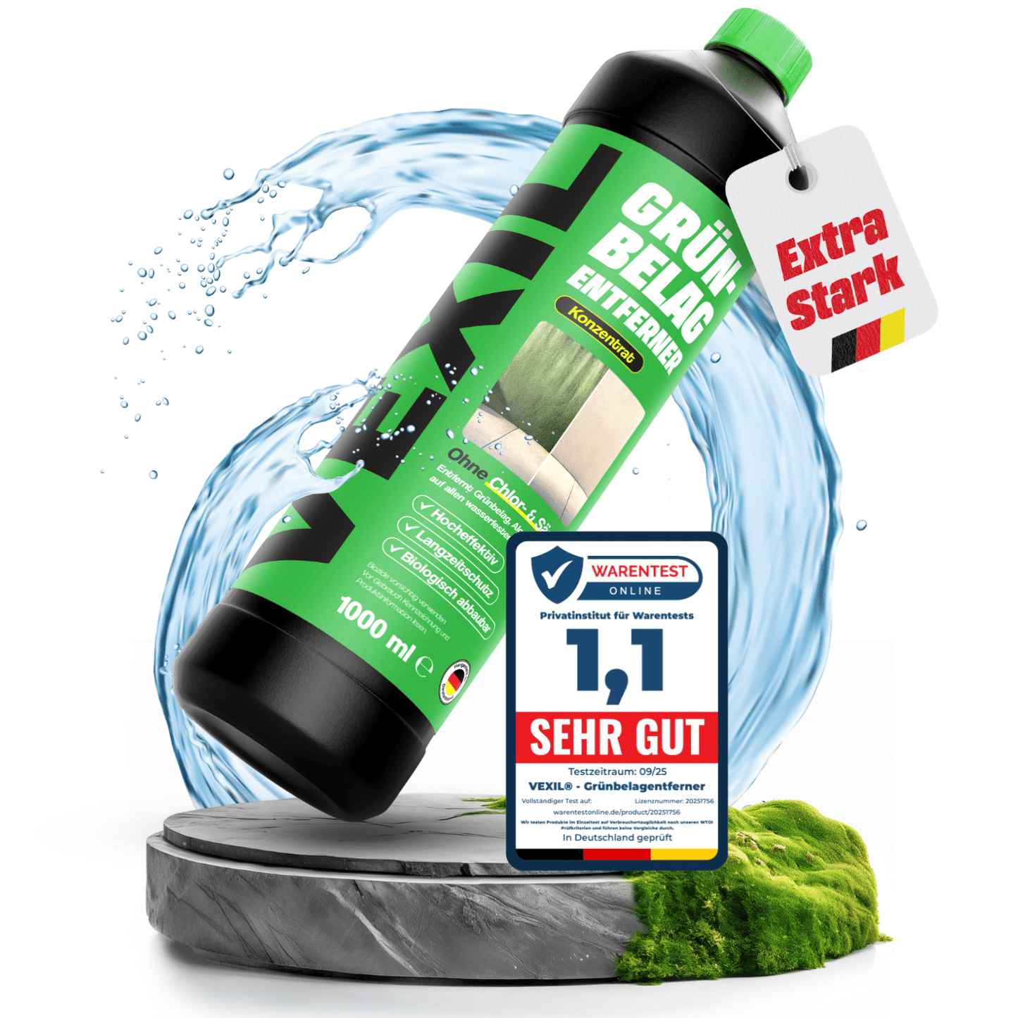 Grünbelagentferner Konzentrat – entfernt Algen, Moos, Pilze & Flechten