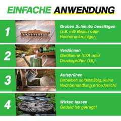 Grünbelagentferner Konzentrat – entfernt Algen, Moos, Pilze & Flechten