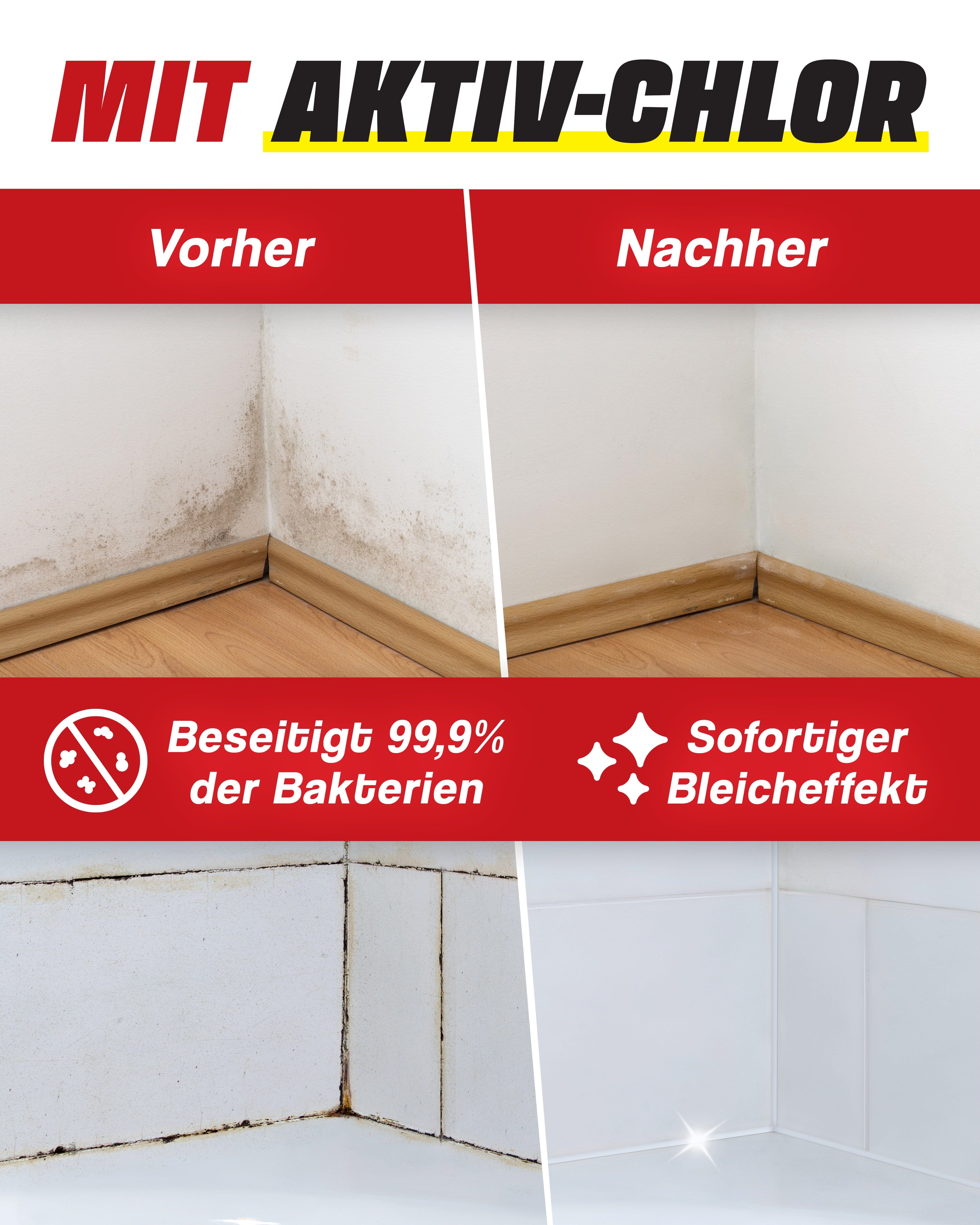 Profi Schimmelentferner für Wand, Bad, Fliesen, Fugen