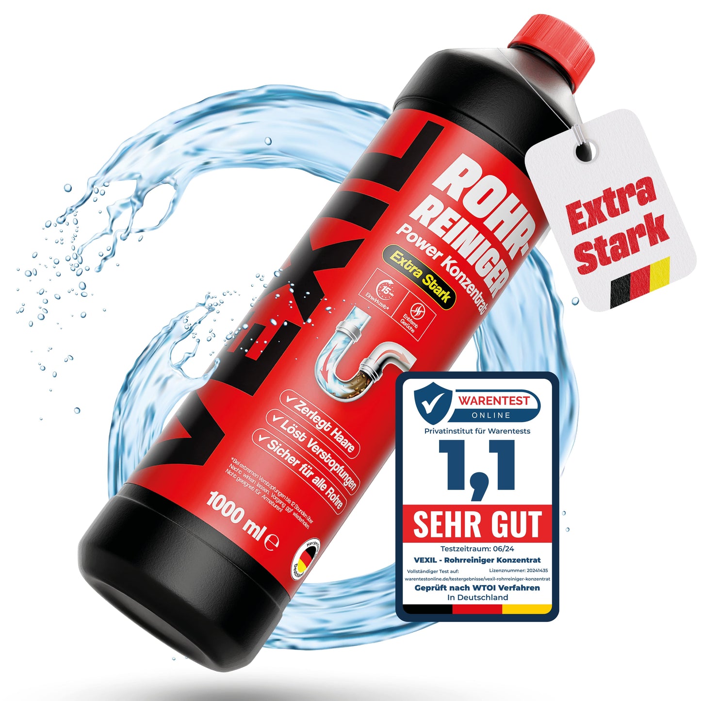Rohrreiniger - Profi Abflussreiniger extra Stark für Extremfälle - 1L